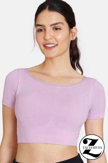 Buy Zivame Double Layered Non Wired Full Coverage Blouse Bra With Removable Cookies - Sheer Lilac